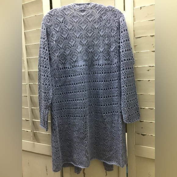 Ice blue long crochet cardigan by Papa size L - Picture 2 of 2